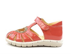Angulus coral sandal with heart, glitter patent